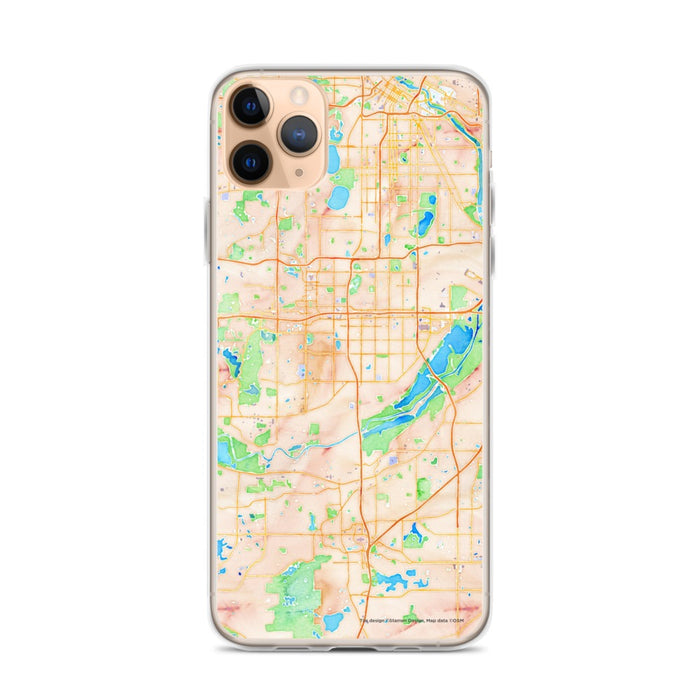 Custom iPhone 11 Pro Max Bloomington Minnesota Map Phone Case in Watercolor