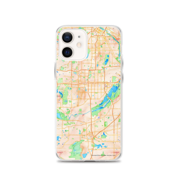 Custom iPhone 12 Bloomington Minnesota Map Phone Case in Watercolor
