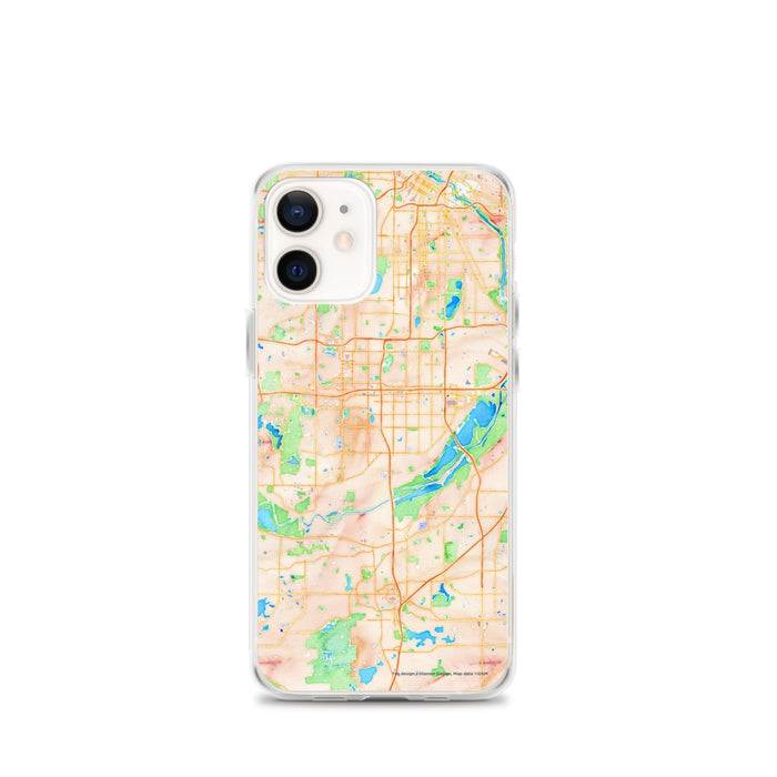 Custom iPhone 12 mini Bloomington Minnesota Map Phone Case in Watercolor