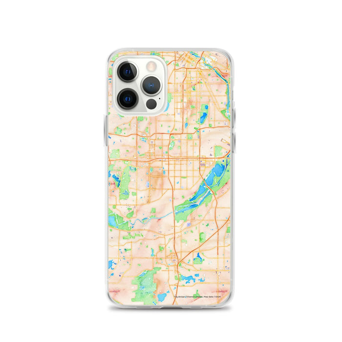 Custom iPhone 12 Pro Bloomington Minnesota Map Phone Case in Watercolor
