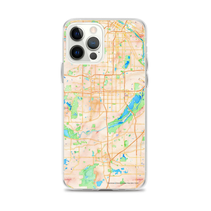 Custom iPhone 12 Pro Max Bloomington Minnesota Map Phone Case in Watercolor
