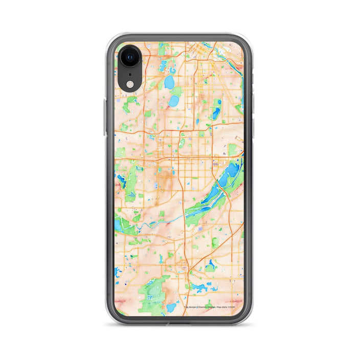 Custom iPhone XR Bloomington Minnesota Map Phone Case in Watercolor