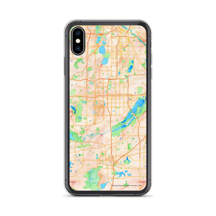 Custom iPhone XS Max Bloomington Minnesota Map Phone Case in Watercolor