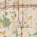 Bloomington Minnesota Map Print in Woodblock Style Zoomed In Close Up Showing Details