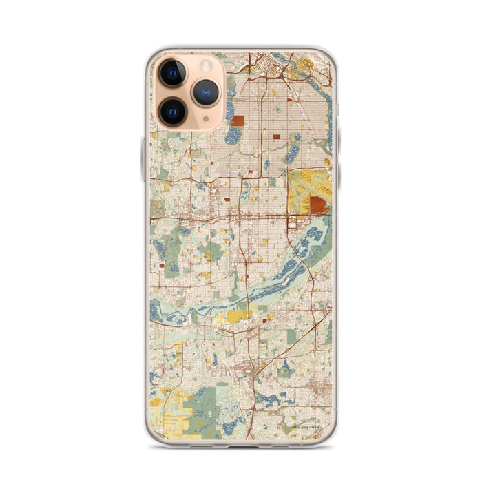 Custom iPhone 11 Pro Max Bloomington Minnesota Map Phone Case in Woodblock