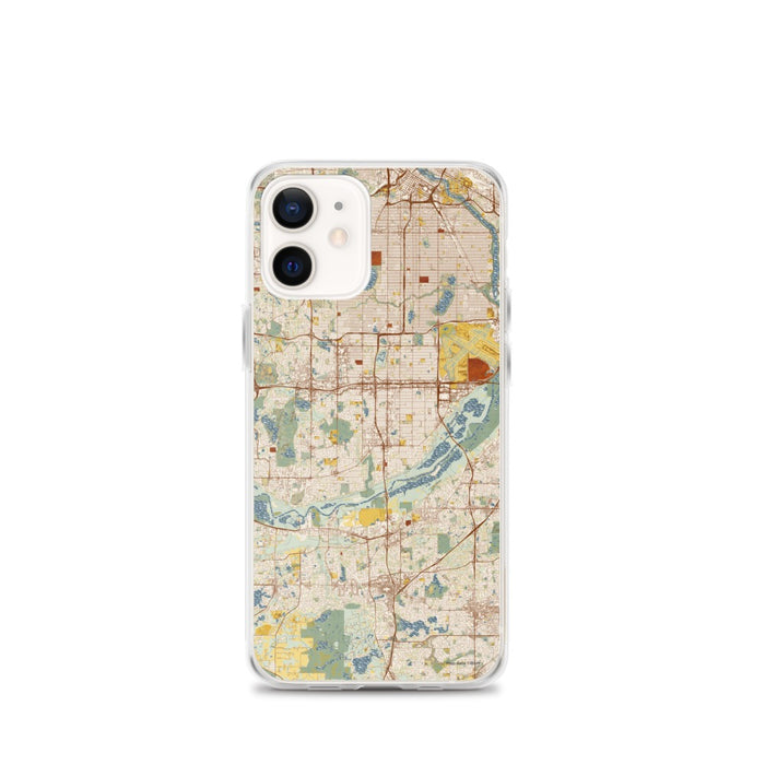 Custom iPhone 12 mini Bloomington Minnesota Map Phone Case in Woodblock