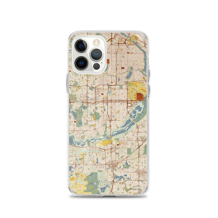 Custom iPhone 12 Pro Bloomington Minnesota Map Phone Case in Woodblock