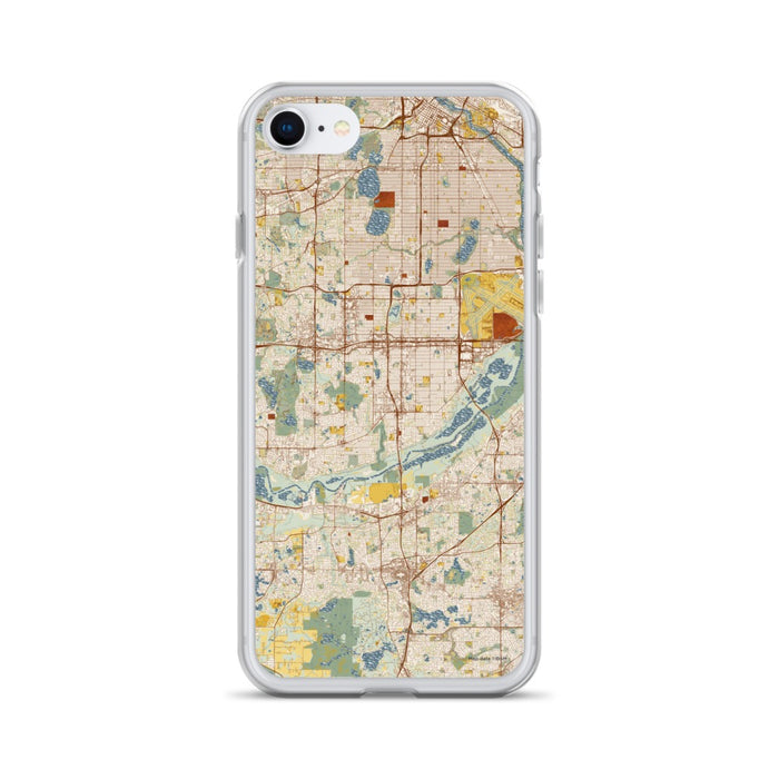 Custom iPhone SE Bloomington Minnesota Map Phone Case in Woodblock