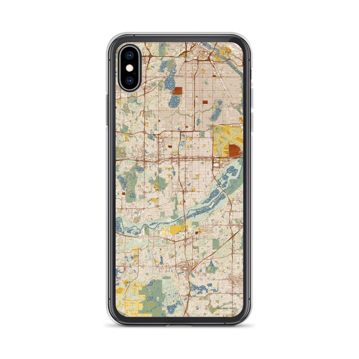 Custom iPhone XS Max Bloomington Minnesota Map Phone Case in Woodblock