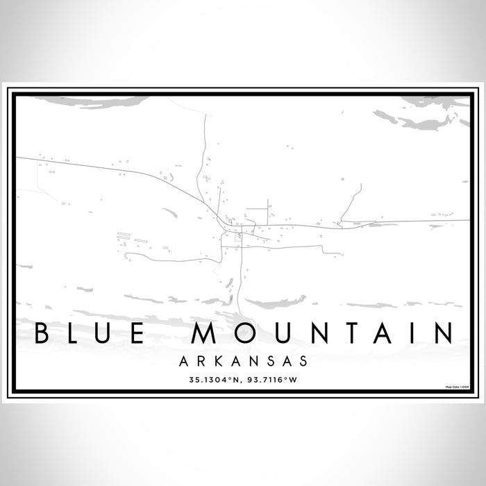 Blue Mountain Arkansas Map Print Landscape Orientation in Classic Style With Shaded Background