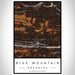 Blue Mountain Arkansas Map Print Portrait Orientation in Ember Style With Shaded Background