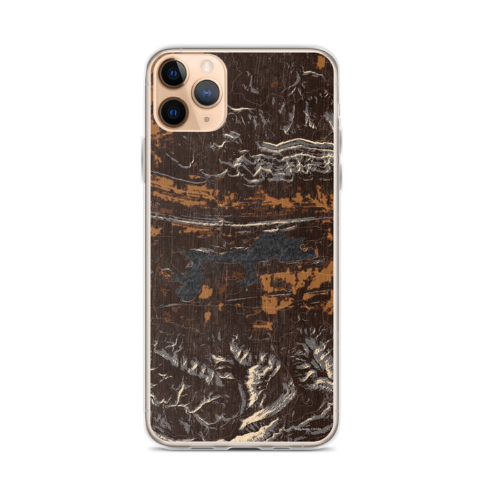 Custom iPhone 11 Pro Max Blue Mountain Lake Arkansas Map Phone Case in Ember