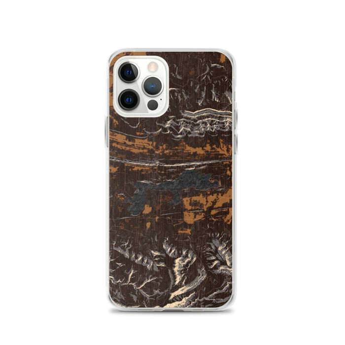 Custom iPhone 12 Pro Blue Mountain Lake Arkansas Map Phone Case in Ember