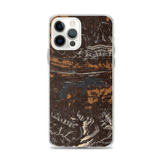 Custom iPhone 12 Pro Max Blue Mountain Lake Arkansas Map Phone Case in Ember