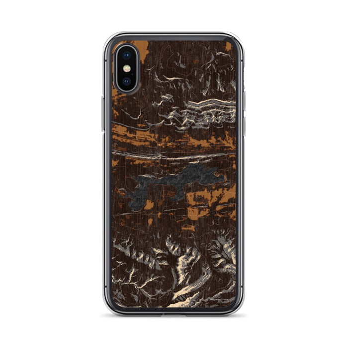 Custom iPhone X/XS Blue Mountain Lake Arkansas Map Phone Case in Ember