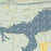 Blue Mountain Lake Arkansas Map Print in Woodblock Style Zoomed In Close Up Showing Details
