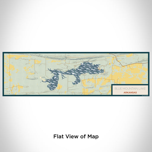 Flat View of Map Custom Blue Mountain Lake Arkansas Map Enamel Mug in Woodblock