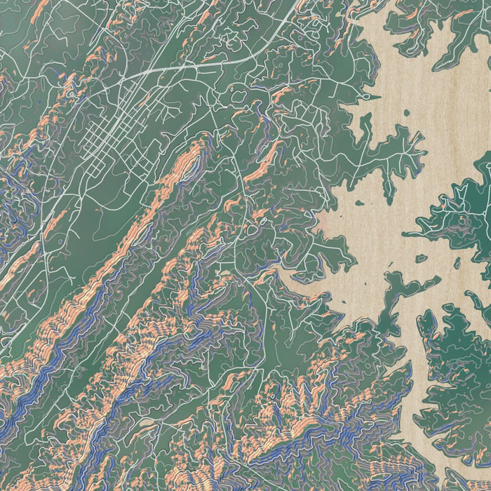 Blue Ridge Georgia Map Print in Afternoon Style Zoomed In Close Up Showing Details