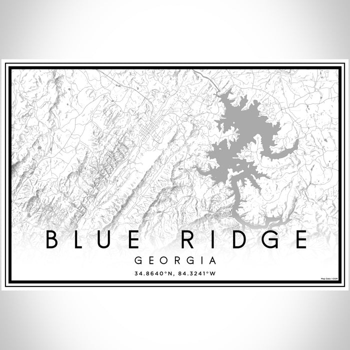 Blue Ridge Georgia Map Print Landscape Orientation in Classic Style With Shaded Background