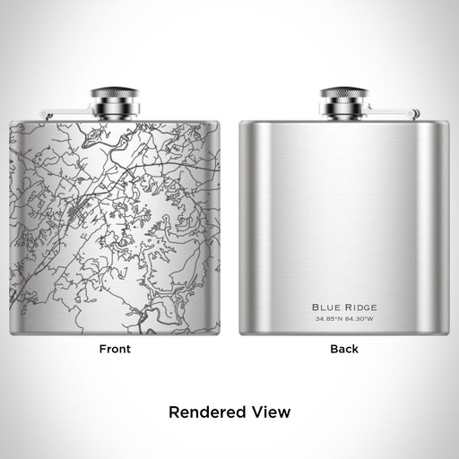 Rendered View of Blue Ridge Georgia Map Engraving on 6oz Stainless Steel Flask