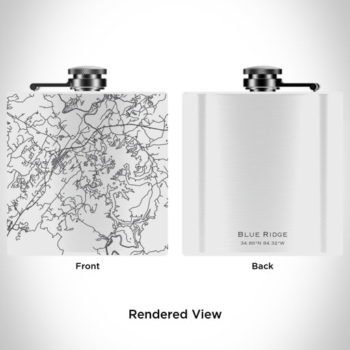 Rendered View of Blue Ridge Georgia Map Engraving on 6oz Stainless Steel Flask in White