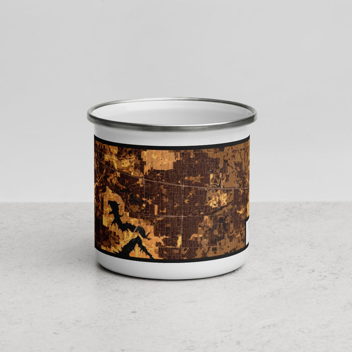 Front View Custom Blue Springs Missouri Map Enamel Mug in Ember