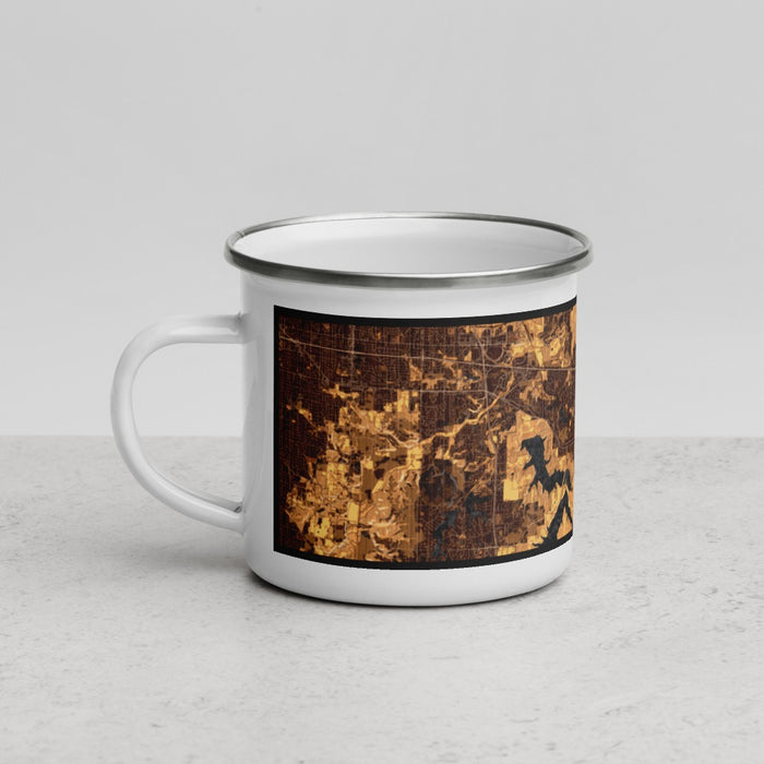 Left View Custom Blue Springs Missouri Map Enamel Mug in Ember