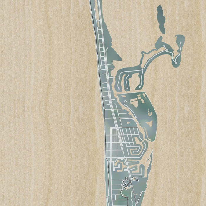 Boca Grande Florida Map Print in Afternoon Style Zoomed In Close Up Showing Details