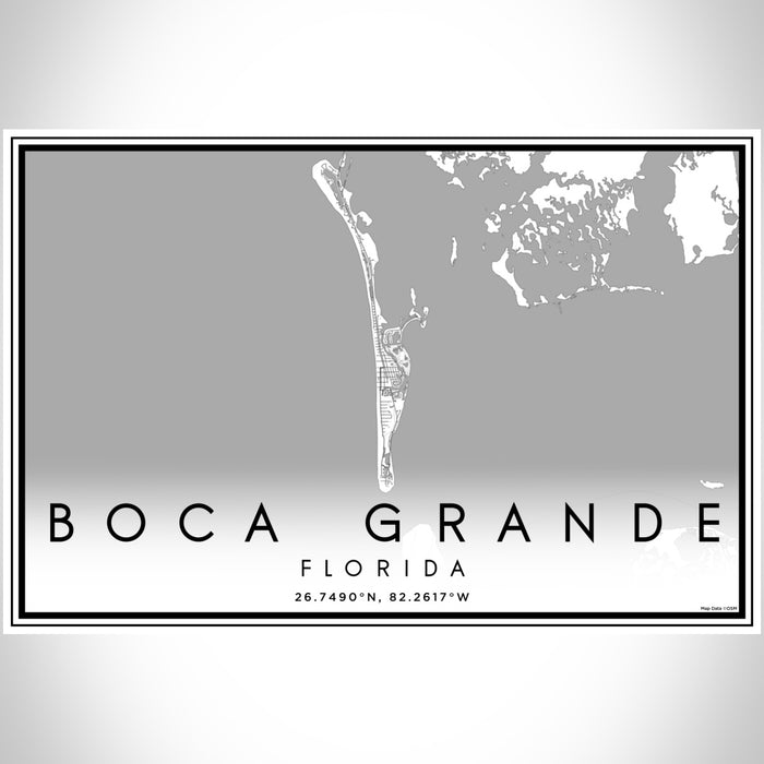 Boca Grande Florida Map Print Landscape Orientation in Classic Style With Shaded Background