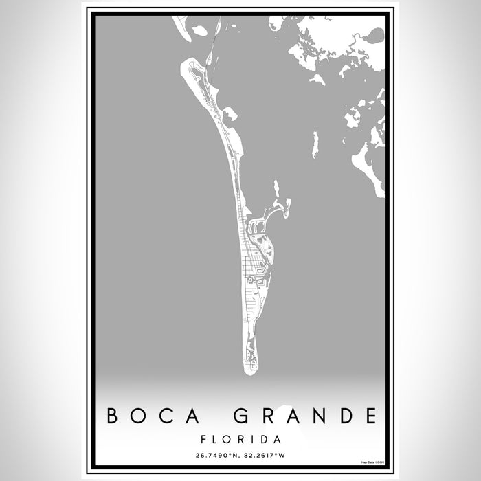 Boca Grande Florida Map Print Portrait Orientation in Classic Style With Shaded Background