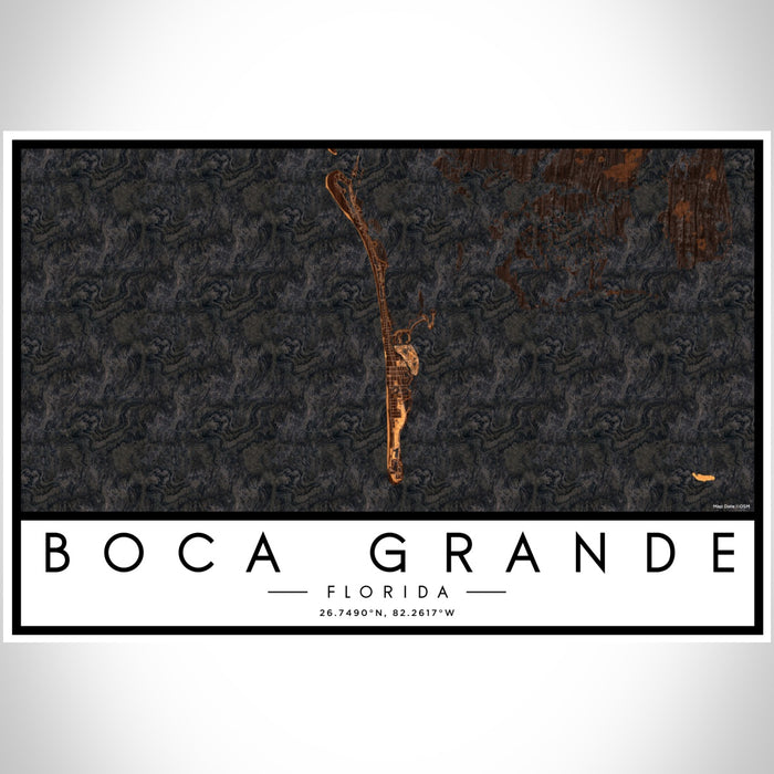 Boca Grande Florida Map Print Landscape Orientation in Ember Style With Shaded Background