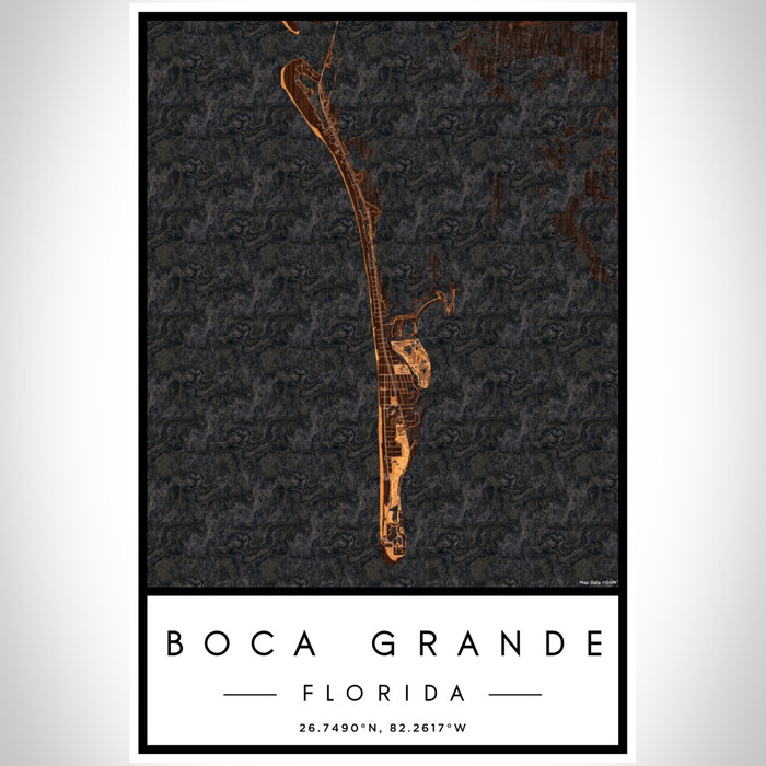 Boca Grande Florida Map Print Portrait Orientation in Ember Style With Shaded Background