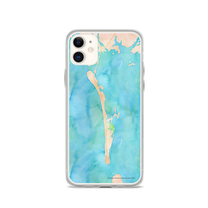 Custom iPhone 11 Boca Grande Florida Map Phone Case in Watercolor