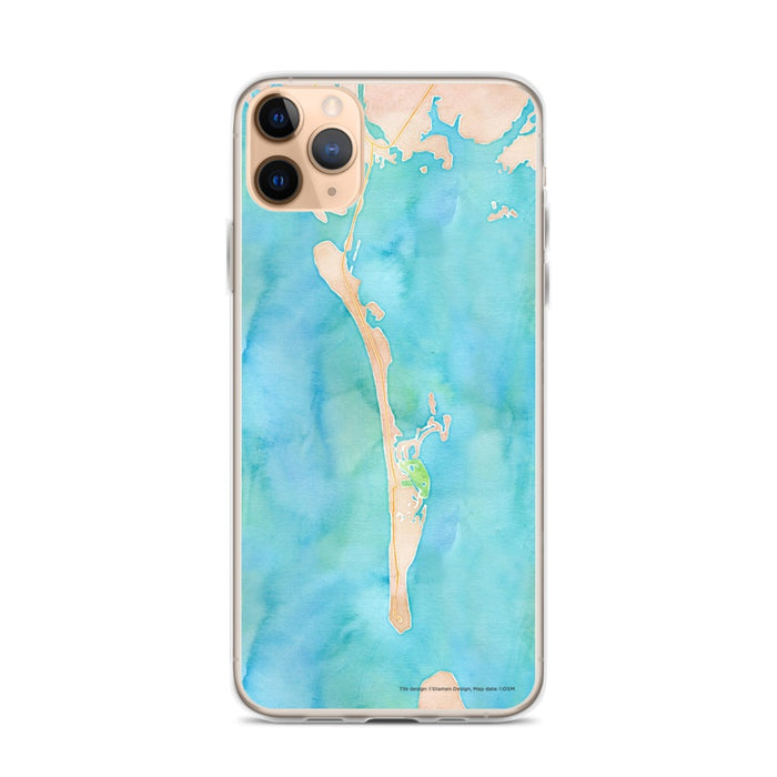 Custom iPhone 11 Pro Max Boca Grande Florida Map Phone Case in Watercolor
