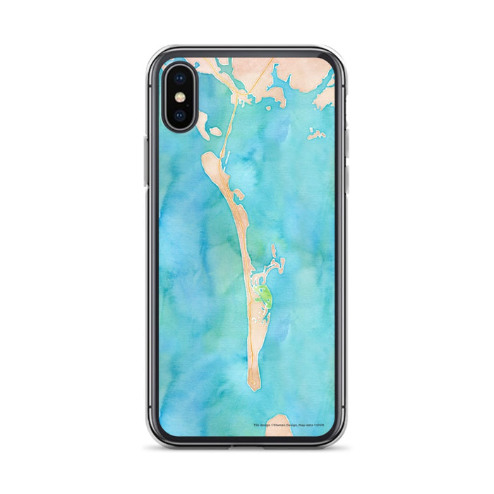 Custom iPhone X/XS Boca Grande Florida Map Phone Case in Watercolor