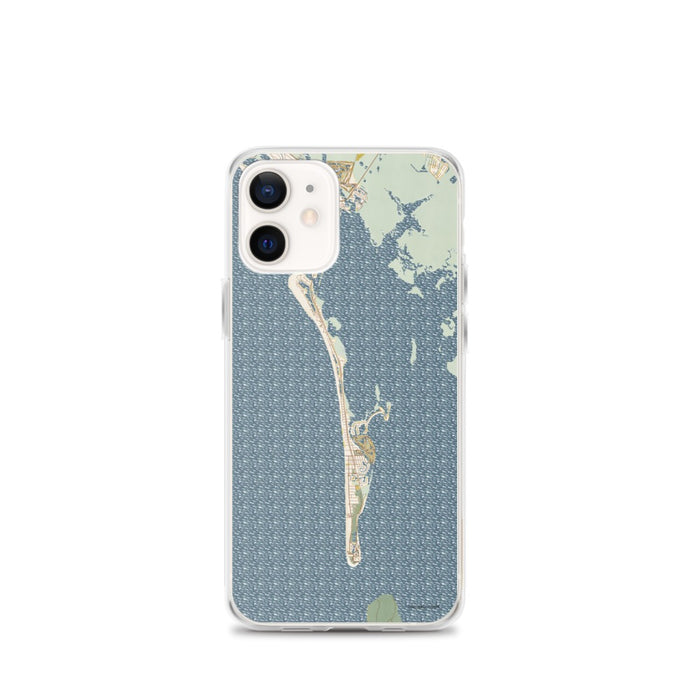 Custom iPhone 12 mini Boca Grande Florida Map Phone Case in Woodblock