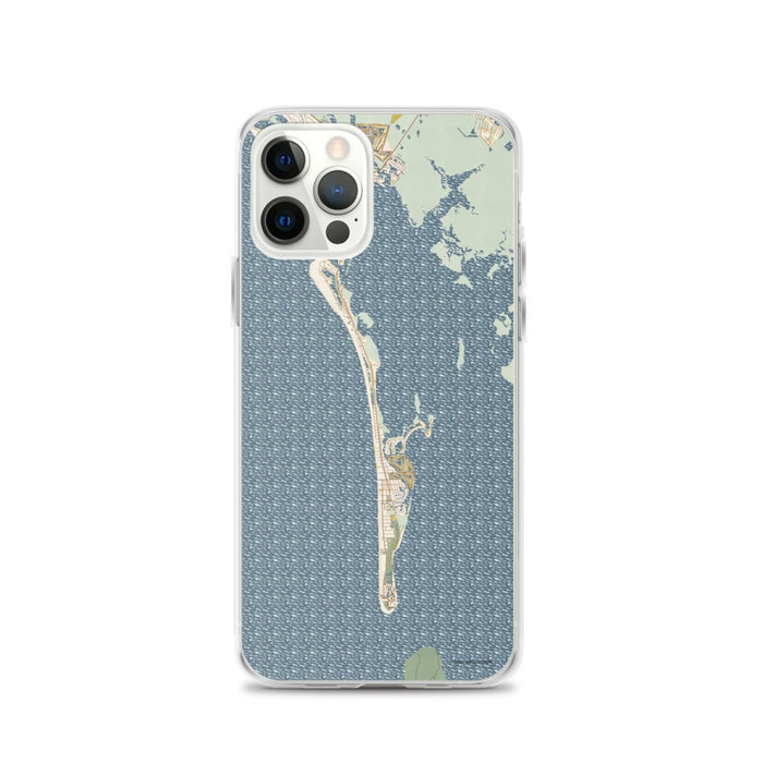 Custom iPhone 12 Pro Boca Grande Florida Map Phone Case in Woodblock