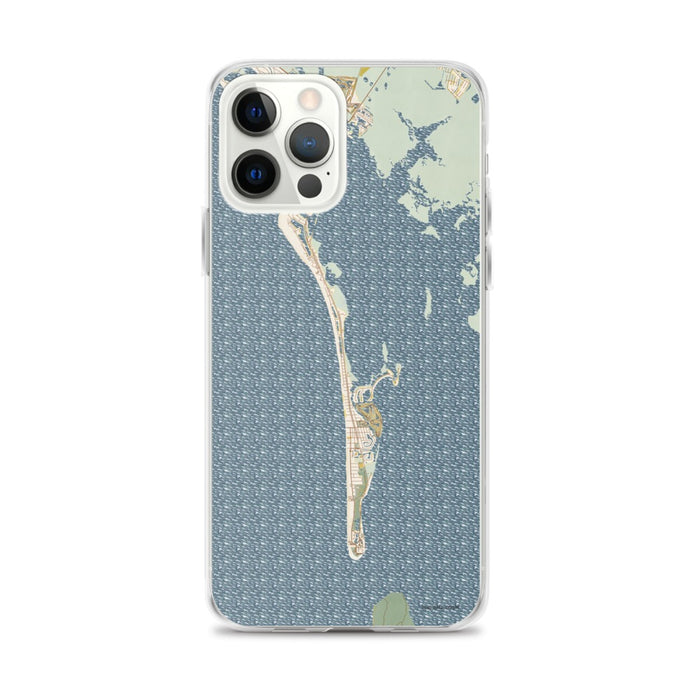Custom iPhone 12 Pro Max Boca Grande Florida Map Phone Case in Woodblock