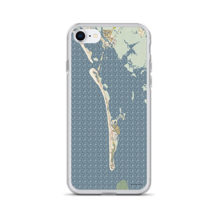 Custom iPhone SE Boca Grande Florida Map Phone Case in Woodblock