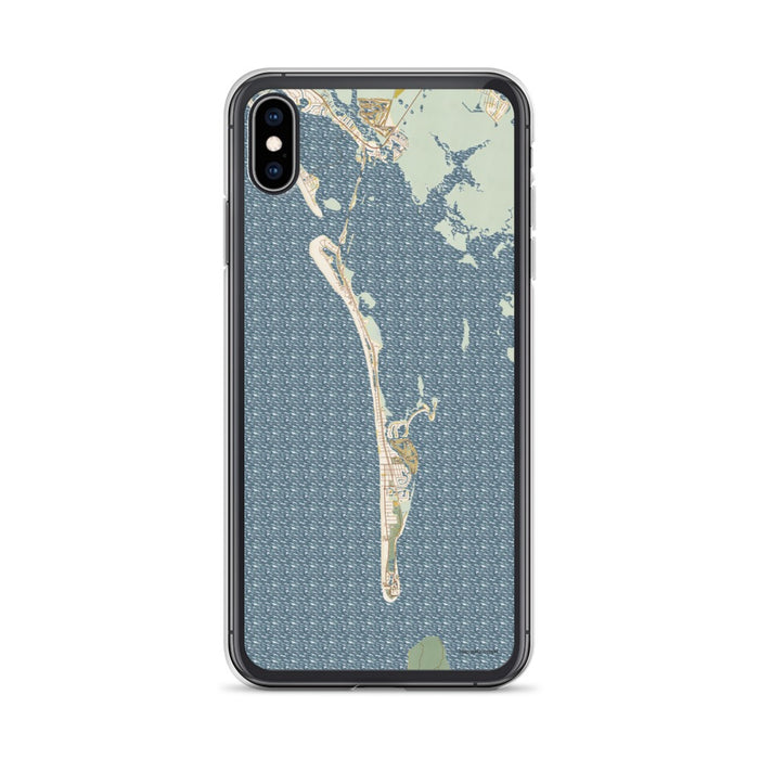 Custom iPhone XS Max Boca Grande Florida Map Phone Case in Woodblock