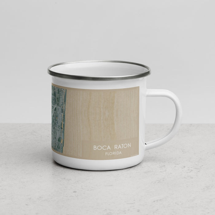 Right View Custom Boca Raton Florida Map Enamel Mug in Afternoon