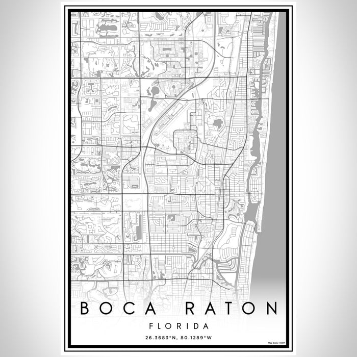 Boca Raton Florida Map Print Portrait Orientation in Classic Style With Shaded Background