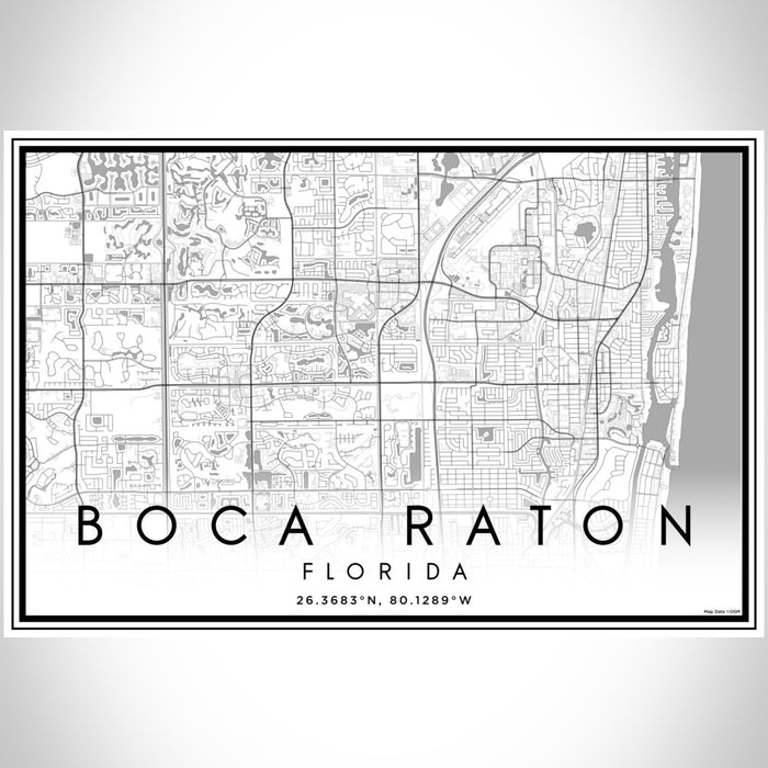 Boca Raton Florida Map Print Landscape Orientation in Classic Style With Shaded Background