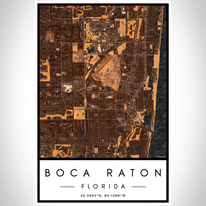 Boca Raton Florida Map Print Portrait Orientation in Ember Style With Shaded Background