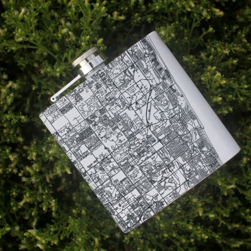 Boca Raton Florida Custom Engraved City Map Inscription Coordinates on 6oz Stainless Steel Flask in White