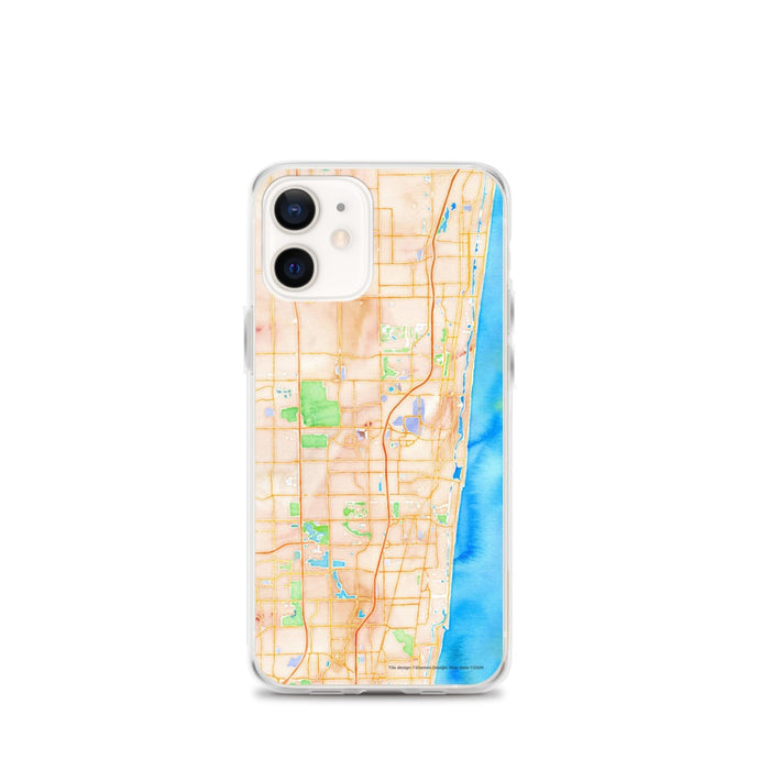 Custom Boca Raton Florida Map iPhone 12 mini Phone Case in Watercolor