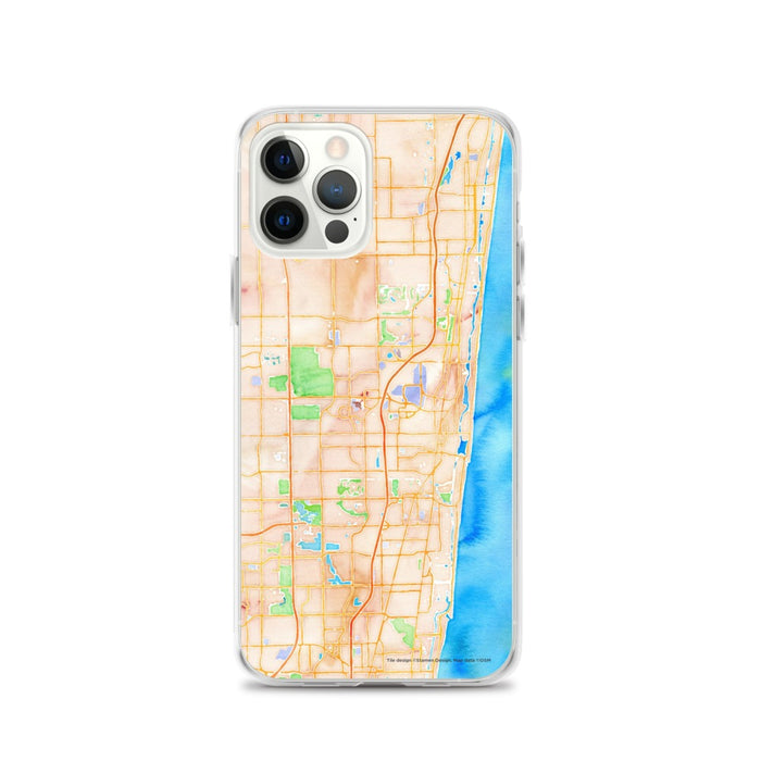 Custom Boca Raton Florida Map iPhone 12 Pro Phone Case in Watercolor