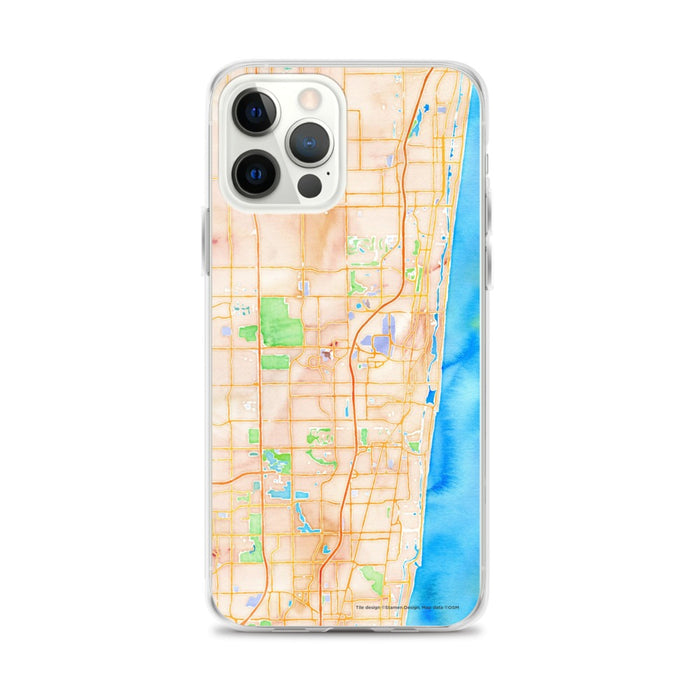 Custom Boca Raton Florida Map iPhone 12 Pro Max Phone Case in Watercolor