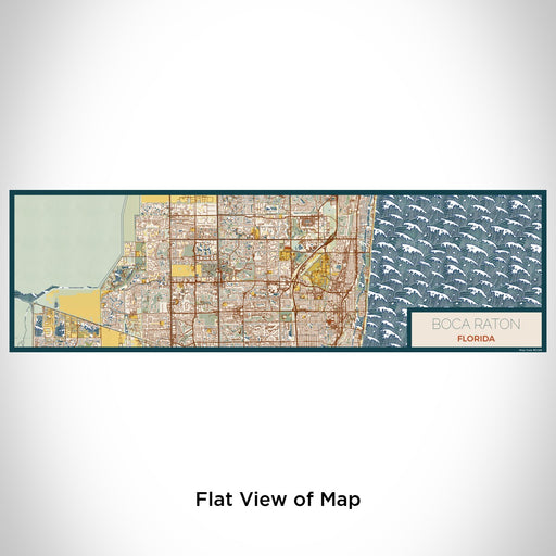 Flat View of Map Custom Boca Raton Florida Map Enamel Mug in Woodblock