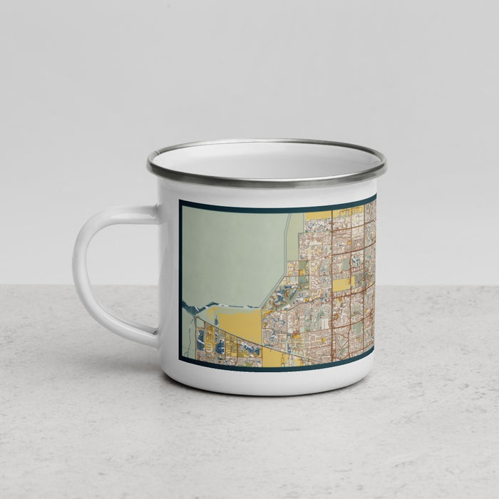 Left View Custom Boca Raton Florida Map Enamel Mug in Woodblock